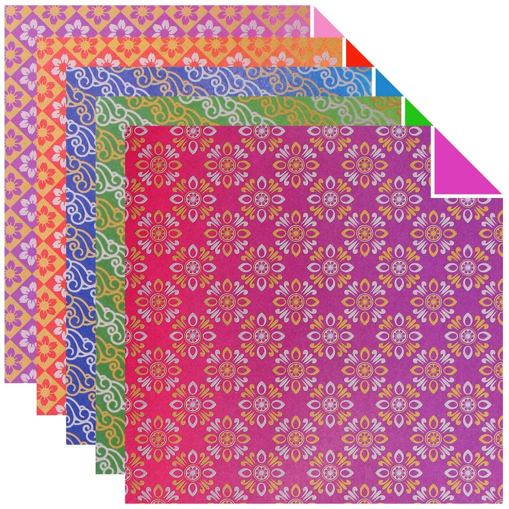 100 Sheets Double Sided Origami Paper Various Patterns (Traditional Pattern_2)