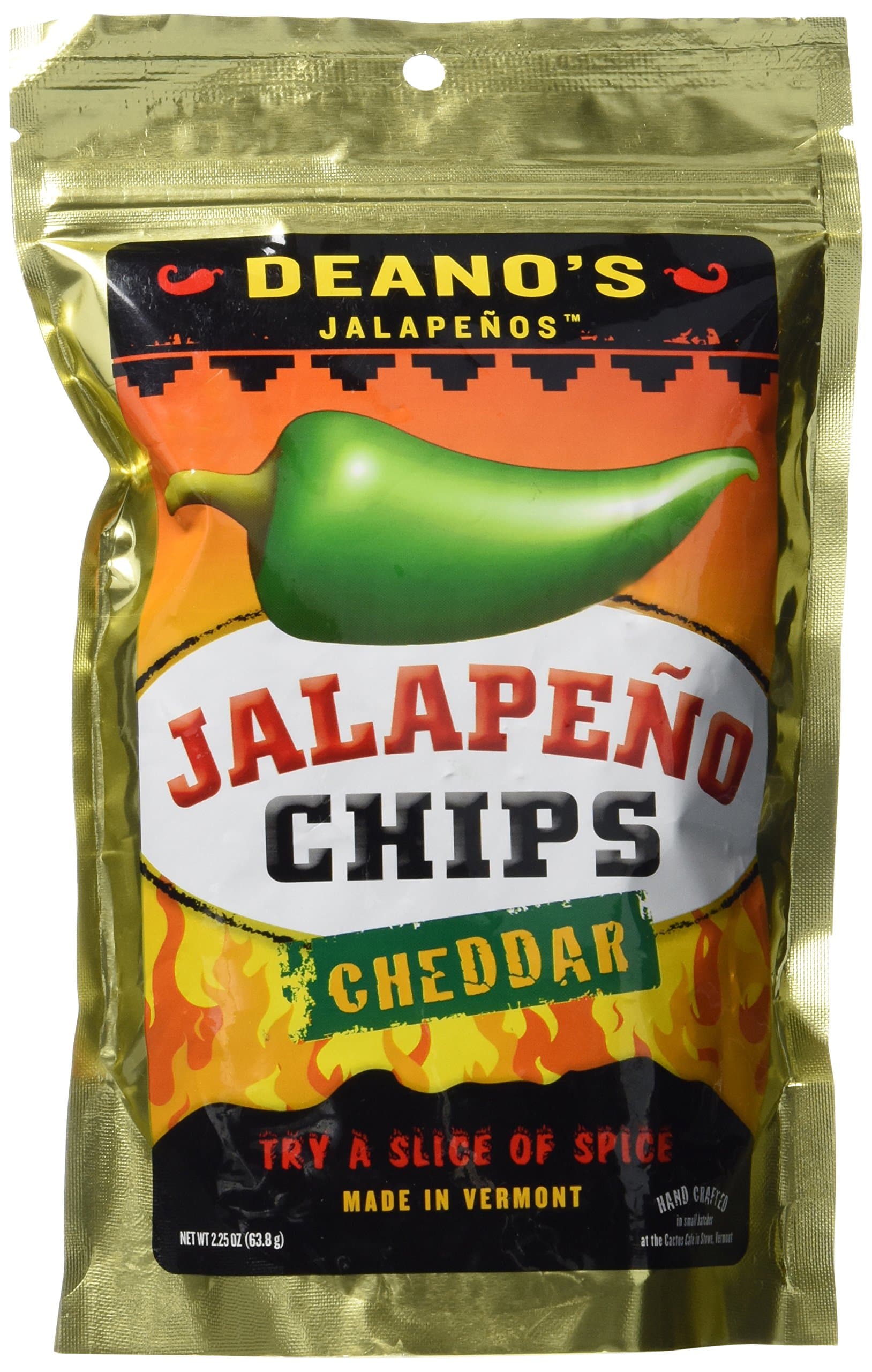 Deano's Jalapeno Chips, 2.25oz - Cheddar (Made from Kettle Fried Jalapeno Slices!)