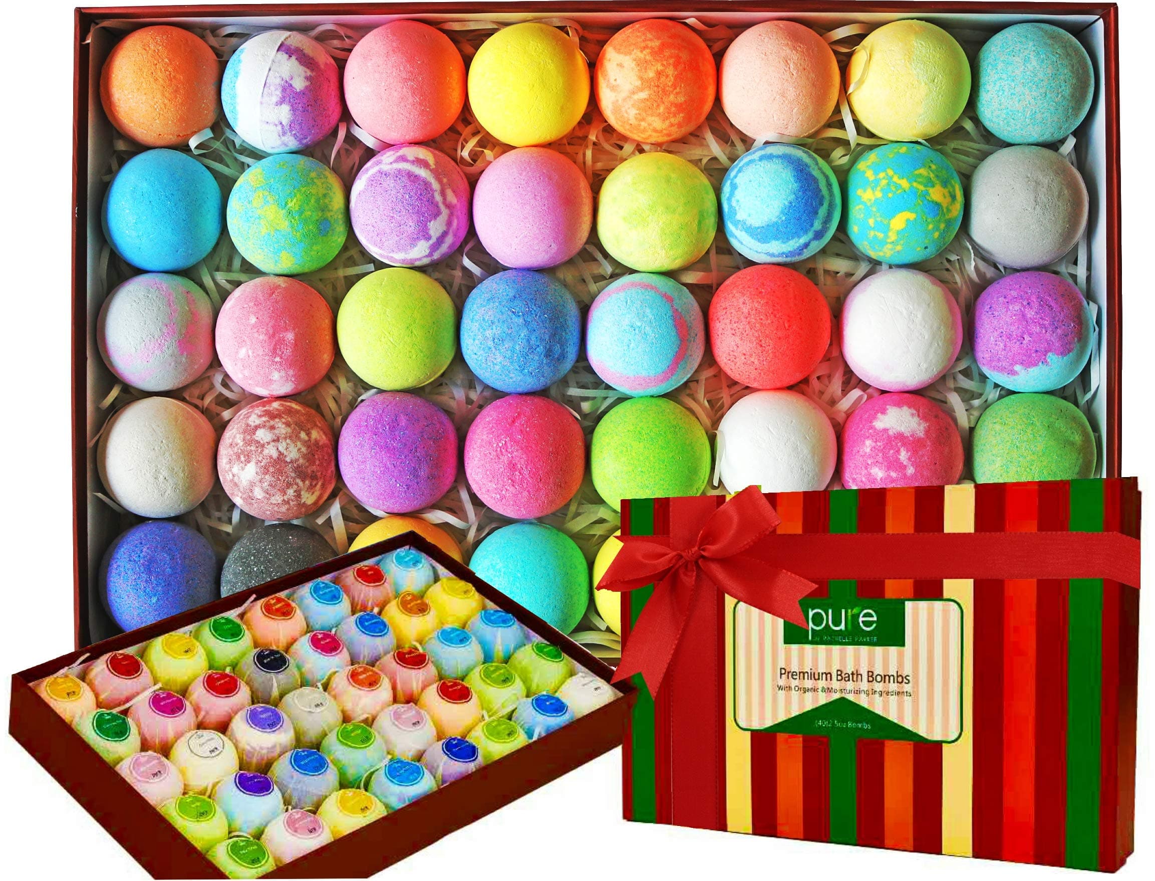 Natural Bath Bombs Gift Set - Individually Wrapped Luxury Bulk Bath Bomb Gift Set for Women & Kids! Relaxing, Moisturizing Spa Balls Infused with Essential Oils & Shea Butter. Sulfate & Paraben Free!