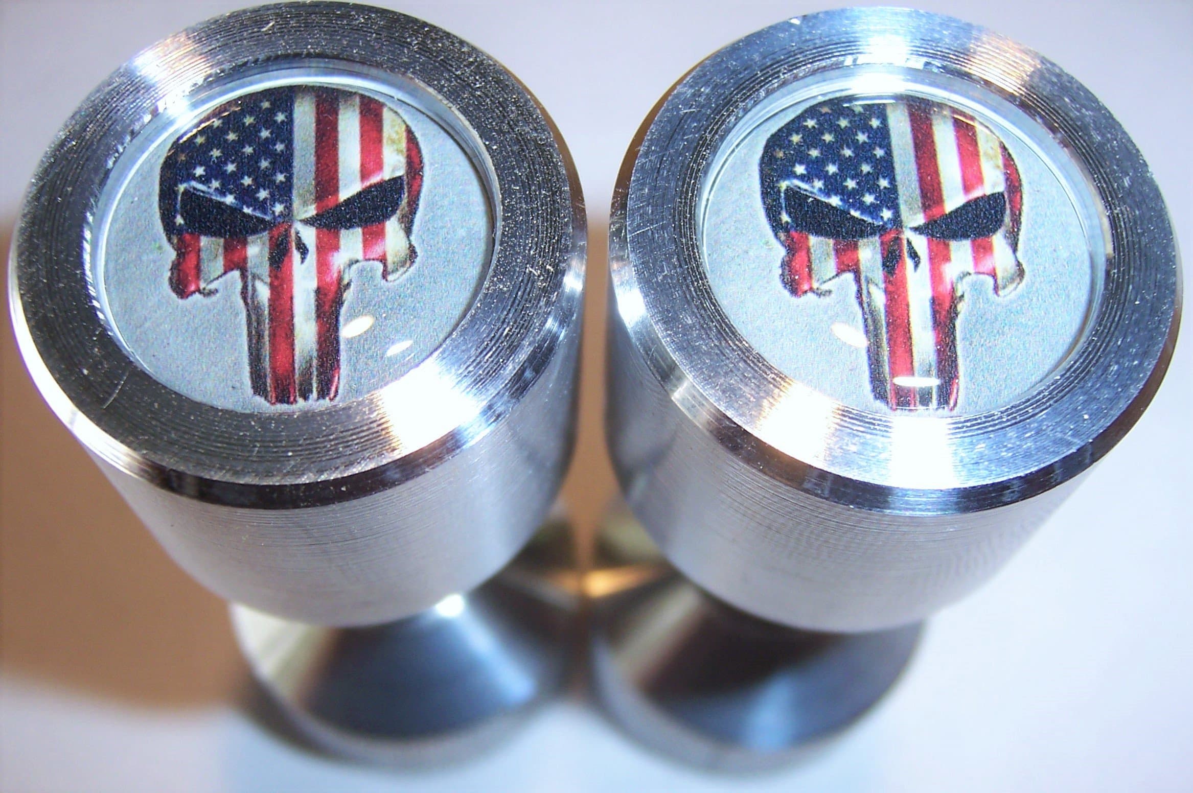 Two Hole Pins. Small. 1/2" X 1-1/8". Flange Pins. Punisher American Flag.