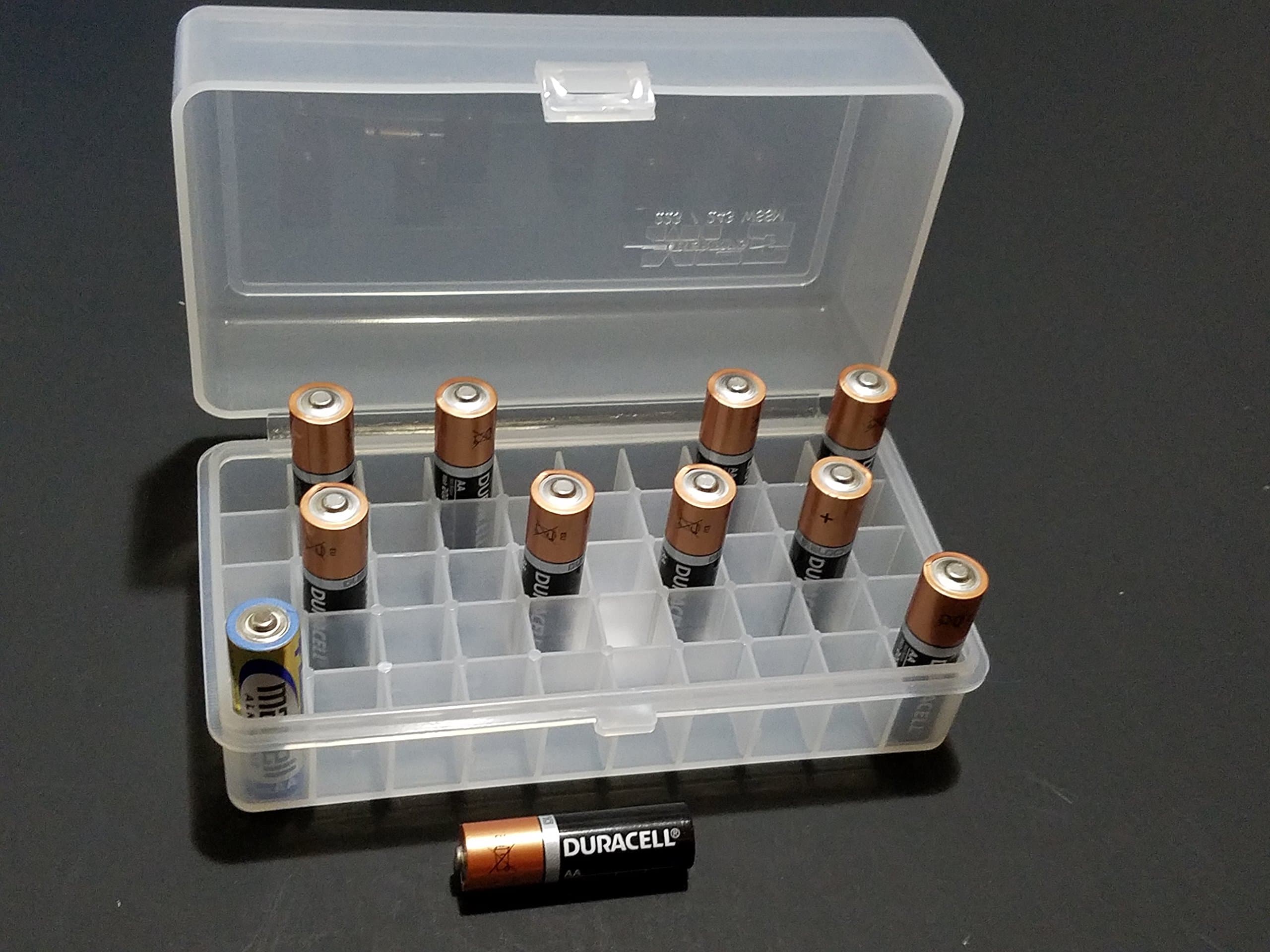 Egytree AA & AAA and 18650 Rechargeable Batteries Plastic Storage Box Container Holder Battery Case Keep Your Batteries Organizing (1, AA Battery Clear Box 50)