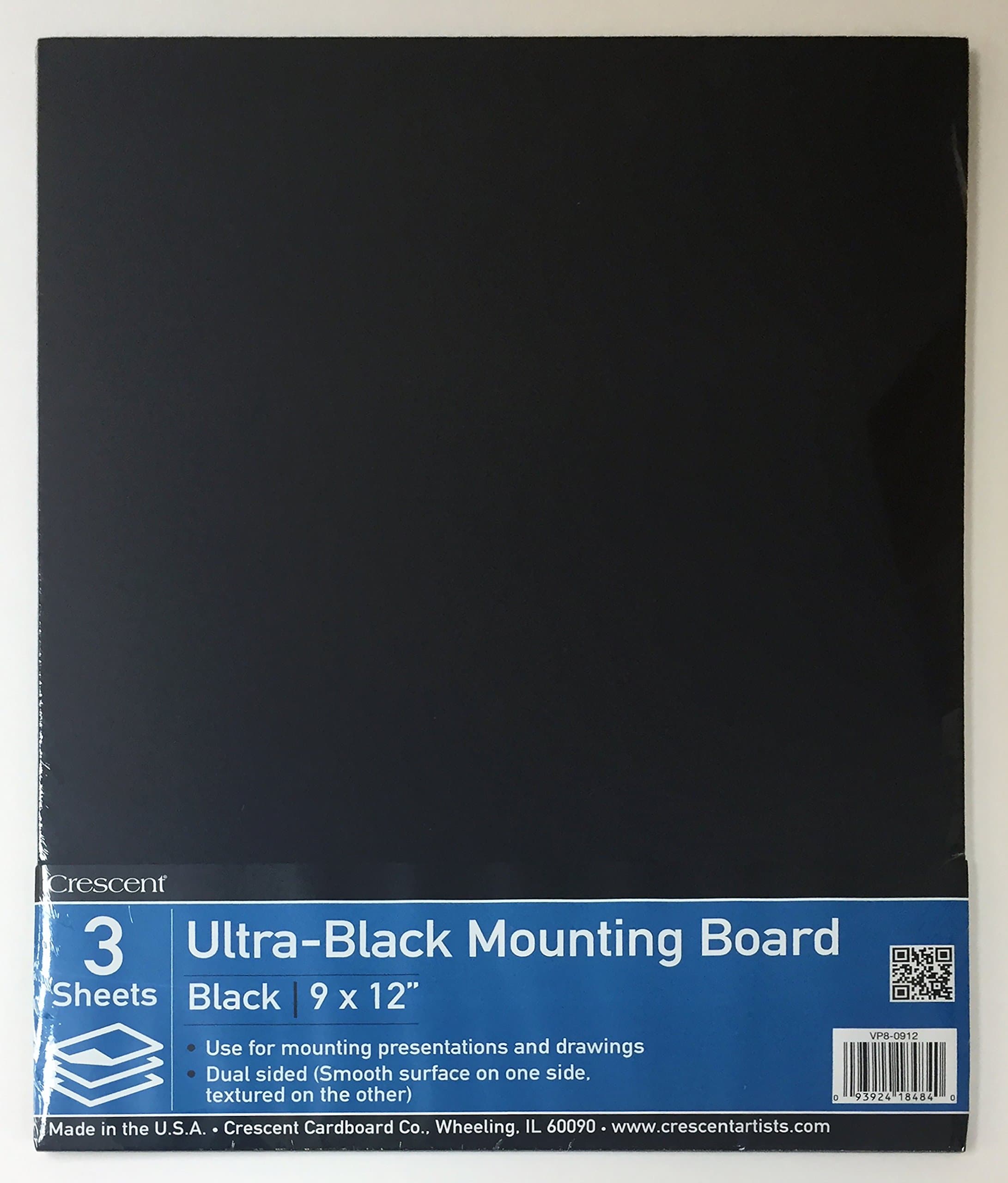 Crescent Cardboard Co Crescent Ultra-Black Mounting Board Value Pack-9-inch x 12-inch