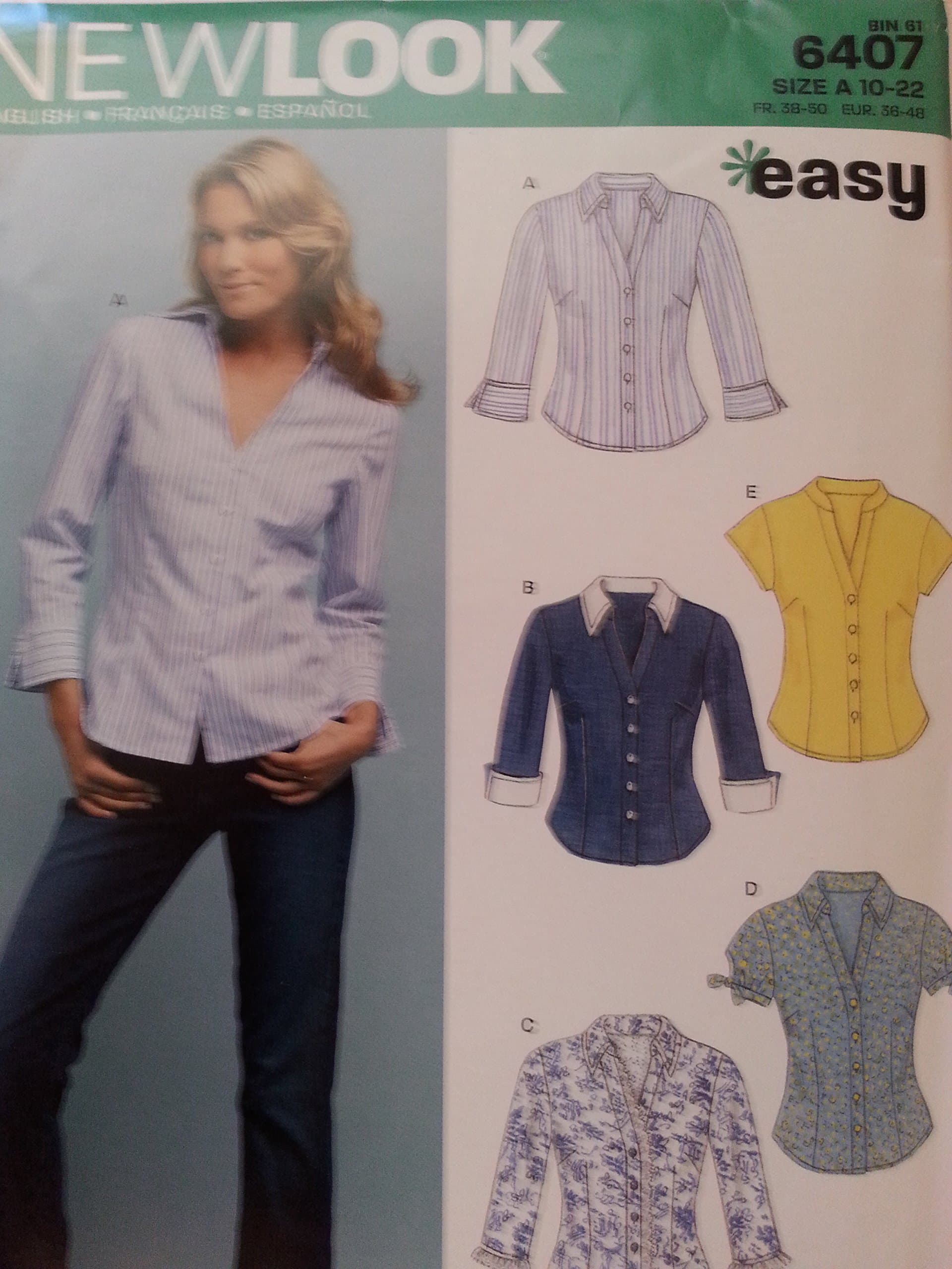 New Look 6407 Size A Misses' Tops Sewing Pattern, Multi-Colour, A (10-12-14-16-18-20-22)