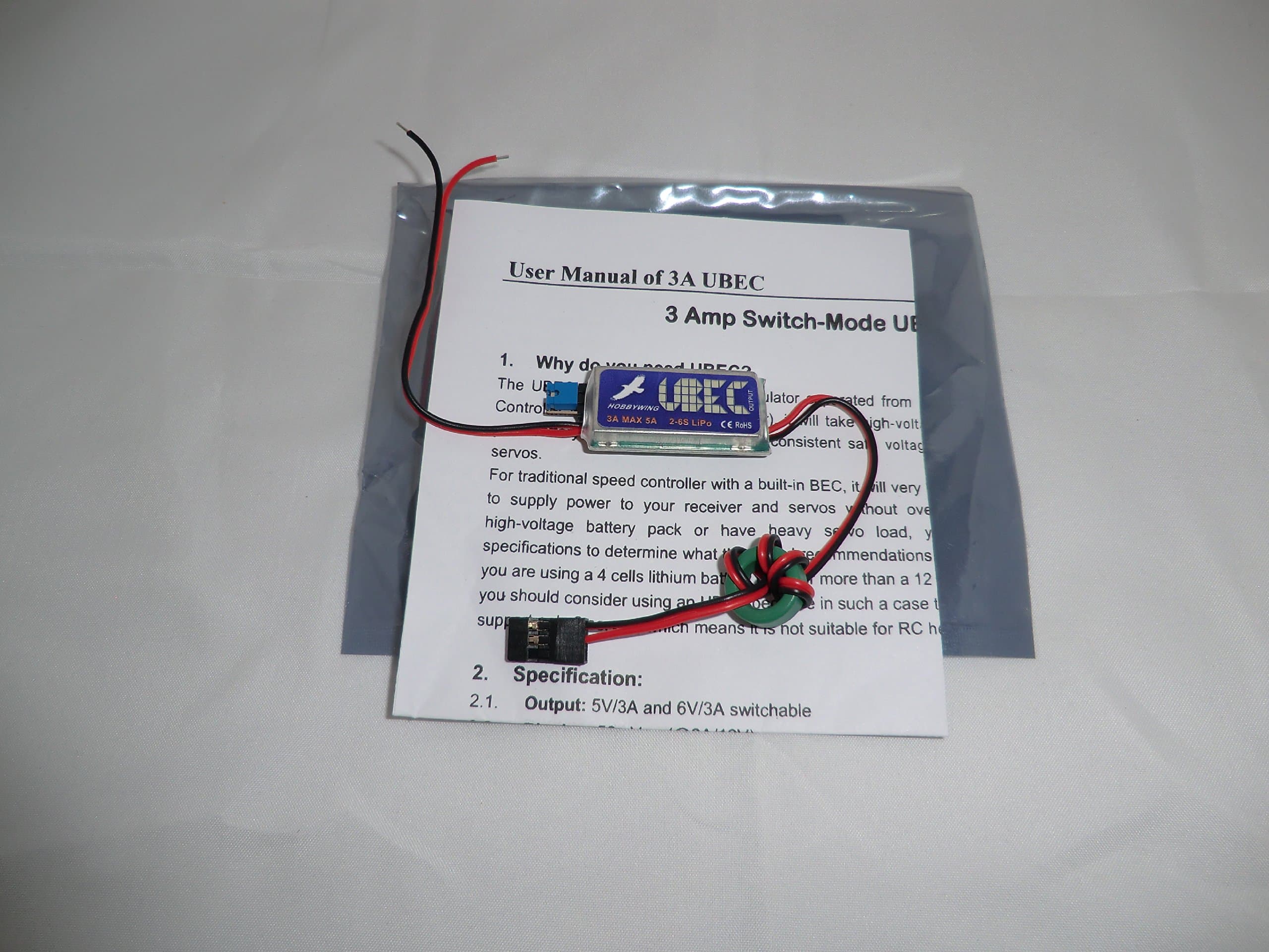 UBEC Module Voltage Converter. Input DC 13-7.5 Volt, outputs 5 Volts. Power Your Raspberry Pi from 8X AA Batteries or a car. Includes 2X IDC Male to Female Cables & GPIO Wiring Diagram Card for Pi.