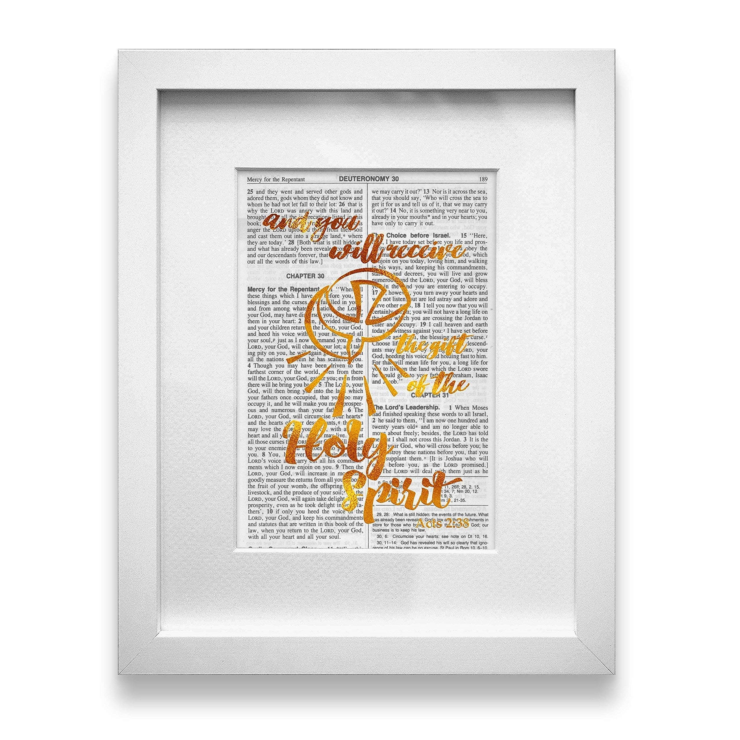 Hand Made Bible Verse Scripture Wall Decor Art Christian - Gift Of The Holy Spirit- Gold Foil Inspirational Quote