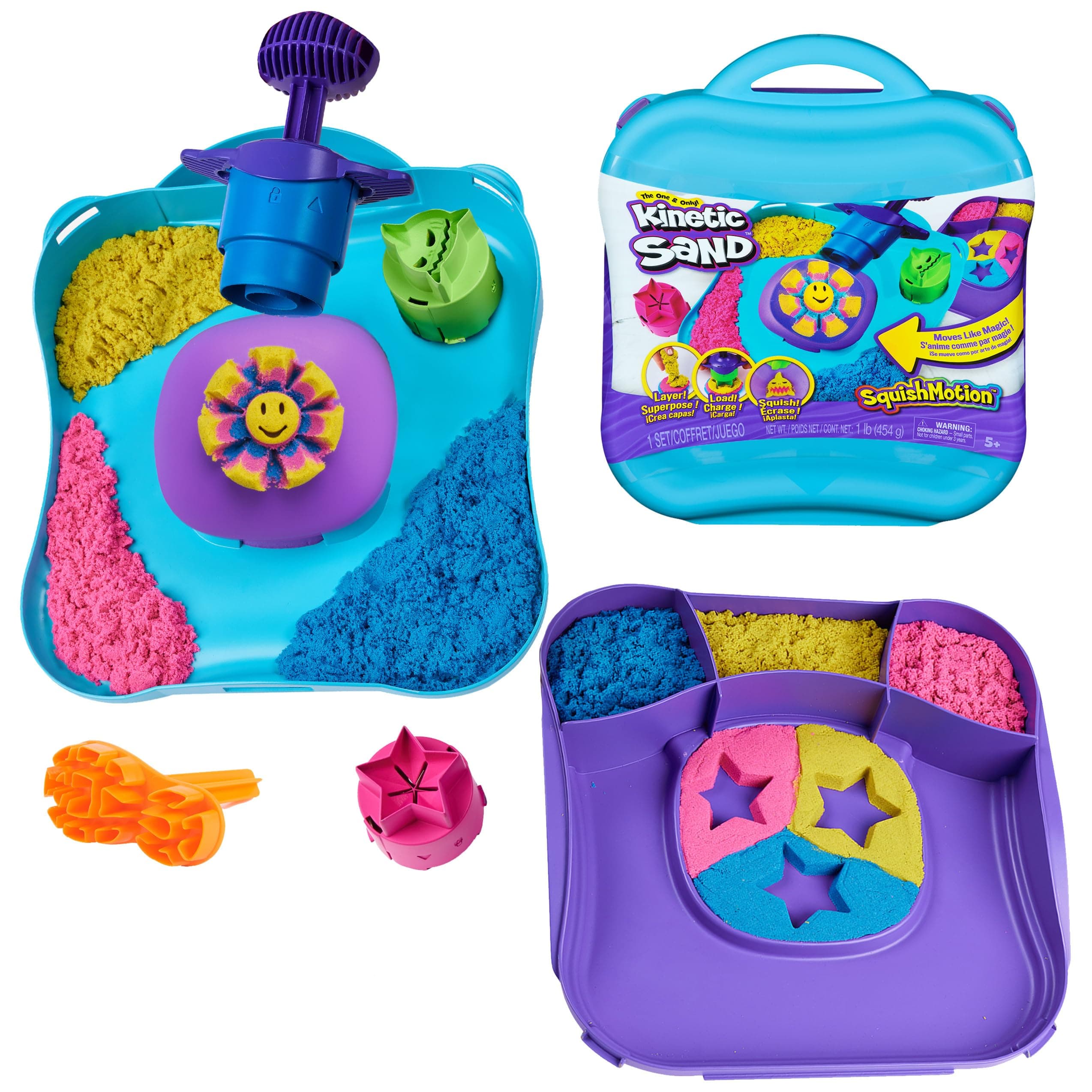 SquishMotion, Easter Basket Stuffers, Includes 1lb Moldable Play Sand, Stamper & 5 Tools, Storage Case, Sensory Toys for Ages 5 and up