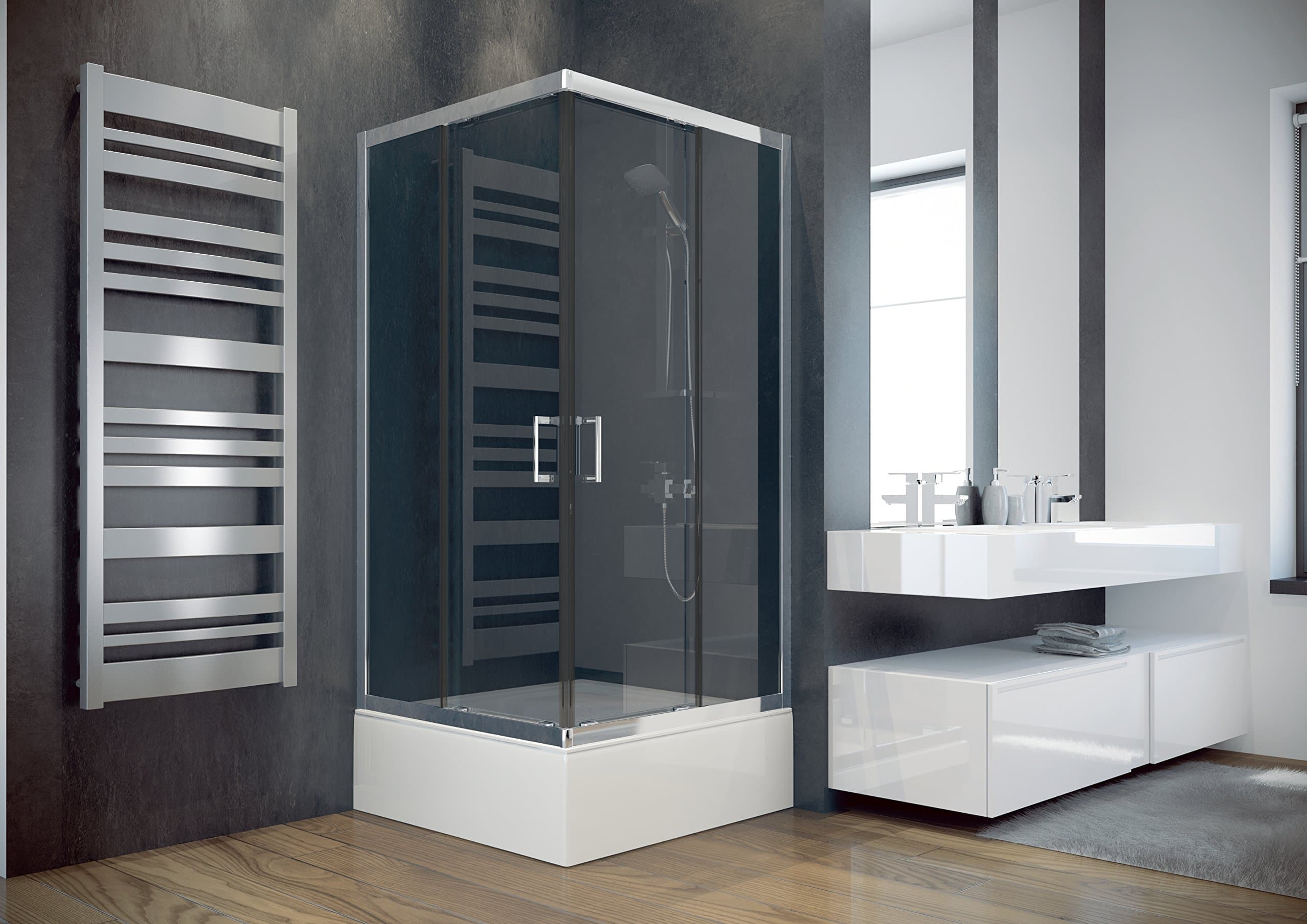 DEEP SQUARE SHOWER TRAY CABIN ENCLOSURE FULL SET 800mm x 800mm QUADRANT, SMALL BATH