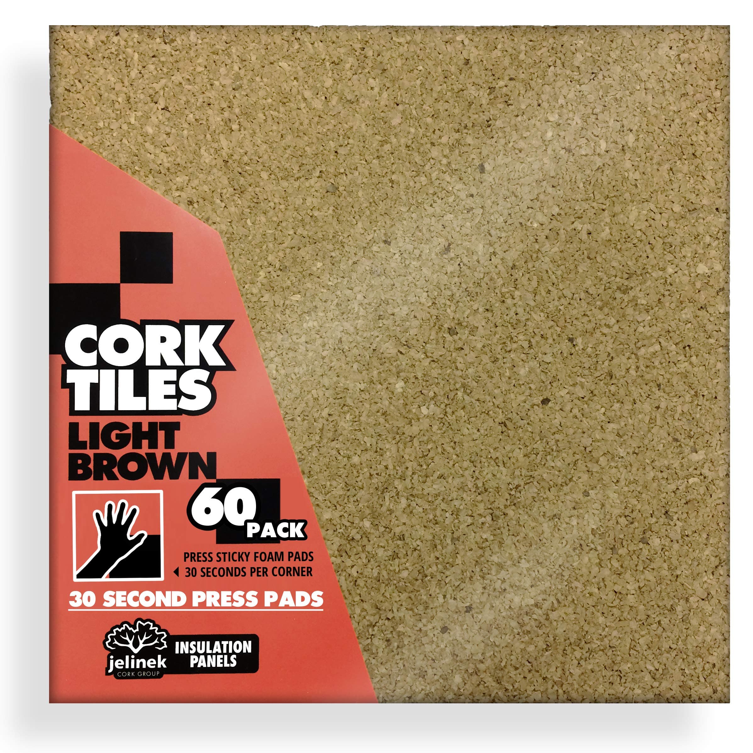 12 x 12" Light Brown Cork Tiles (60 Pack)