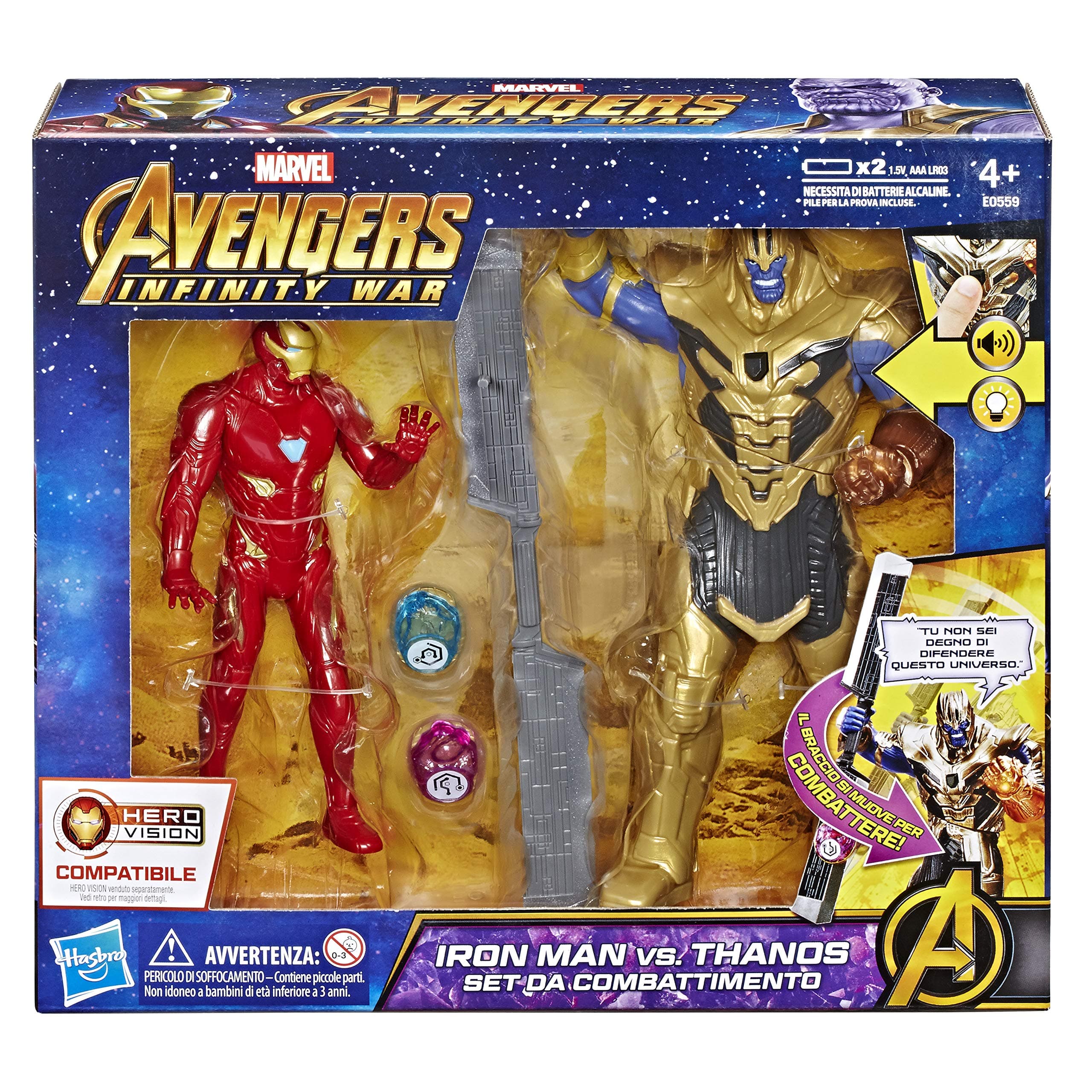 Hasbro Marvel Avengers – INFINITY War Iron Man vs. Thanos Hero Vision, Battle Set Characters, Action Figure, e0559103